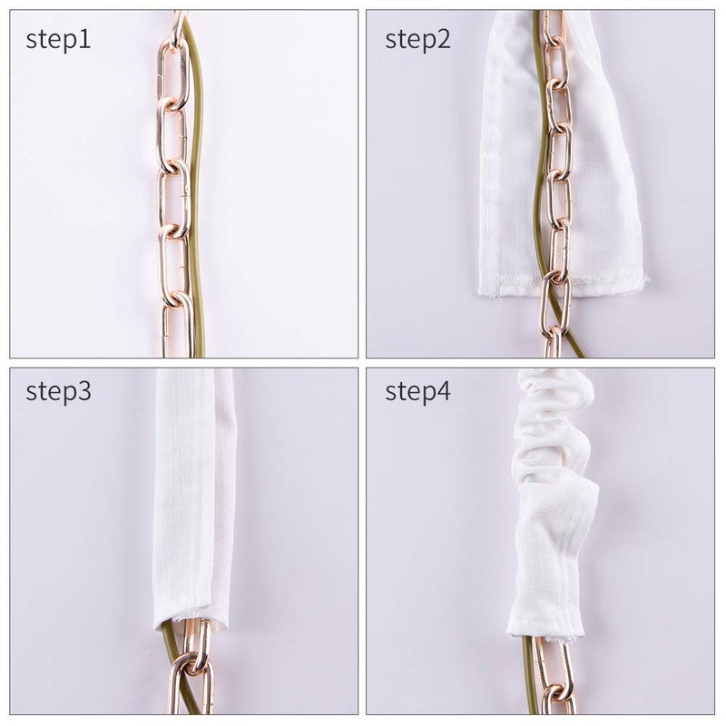 Aory Chandelier Chain Cover Cord Cover 6 Feet Cotton Linen Effect Fabric Cream White Color - Image 3